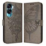 For Honor 90 Lite / X50i Embossed Butterfly Leather Phone Case(Grey)