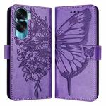 For Honor 90 Lite / X50i Embossed Butterfly Leather Phone Case(Purple)