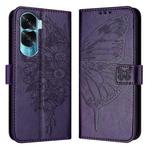 For Honor 90 Lite / X50i Embossed Butterfly Leather Phone Case(Dark Purple)