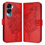 For Honor 90 Lite / X50i Embossed Butterfly Leather Phone Case(Red)