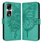 For Honor 90 Pro Embossed Butterfly Leather Phone Case(Green)