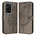 For Honor 200 Lite 5G Global Embossed Butterfly Leather Phone Case(Grey)