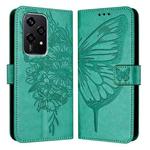 For Honor 200 Lite Global Embossed Butterfly Leather Phone Case(Green)