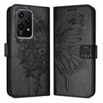 For Honor 200 Lite Global Embossed Butterfly Leather Phone Case(Black)