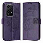 For Honor 200 Lite 5G Global Embossed Butterfly Leather Phone Case(Dark Purple)