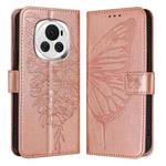 For Honor Magic6 5G Global Embossed Butterfly Leather Phone Case(Rose Gold)