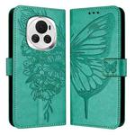 For Honor Magic6 5G Global Embossed Butterfly Leather Phone Case(Green)