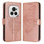 For Honor Magic6 Pro 5G Global Embossed Butterfly Leather Phone Case(Rose Gold)