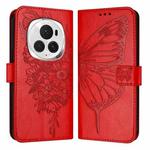 For Honor Magic6 Pro 5G Global Embossed Butterfly Leather Phone Case(Red)