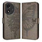 For Honor Play 50 Embossed Butterfly Leather Phone Case(Grey)