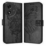 For Honor Play 50 Embossed Butterfly Leather Phone Case(Black)