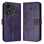 For Honor Play 50 Embossed Butterfly Leather Phone Case(Dark Purple)