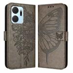 For Honor X7a / Play7T 5G Embossed Butterfly Leather Phone Case(Grey)