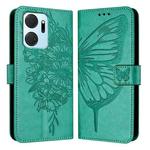 For Honor X7a / Play7T 5G Embossed Butterfly Leather Phone Case(Green)