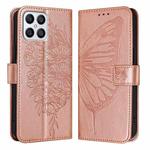 For Honor X8 4G / X30i / Play6T Pro Embossed Butterfly Leather Phone Case(Rose Gold)