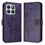 For Honor X8b Embossed Butterfly Leather Phone Case(Dark Purple)