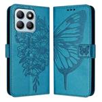 For Honor X8b Embossed Butterfly Leather Phone Case(Blue)