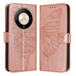 For Honor X9b Global/Magic6 Lite 5G Global Embossed Butterfly Leather Phone Case(Rose Gold)