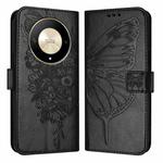 For Honor X9b Global/Magic6 Lite 5G Global Embossed Butterfly Leather Phone Case(Black)