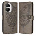 For Honor X40i Embossed Butterfly Leather Phone Case(Grey)