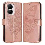For Honor X40i Embossed Butterfly Leather Phone Case(Rose Gold)