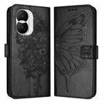 For Honor X40i Embossed Butterfly Leather Phone Case(Black)