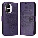 For Honor X40i Embossed Butterfly Leather Phone Case(Dark Purple)
