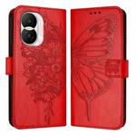 For Honor X40i Embossed Butterfly Leather Phone Case(Red)