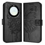 For Honor X40 / X9a / Magic5 Lite Embossed Butterfly Leather Phone Case(Black)