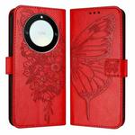For Honor X40 / X9a / Magic5 Lite Embossed Butterfly Leather Phone Case(Red)