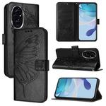 For Honor 200 Embossed Butterfly Leather Phone Case(Black)