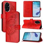 For Honor 200 Embossed Butterfly Leather Phone Case(Red)