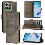 For Honor X6b Embossed Butterfly Leather Phone Case(Grey)