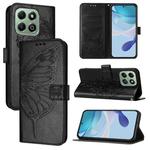 For Honor X6b Embossed Butterfly Leather Phone Case(Black)