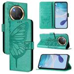 For Honor X9C 5G Global Embossed Butterfly Leather Phone Case(Green)