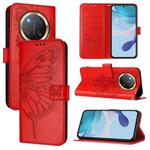 For Honor X9C 5G Global Embossed Butterfly Leather Phone Case(Red)