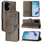 For Honor 300 Embossed Butterfly Leather Phone Case(Grey)
