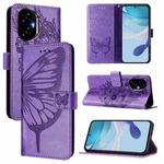 For Honor 300 Embossed Butterfly Leather Phone Case(Purple)