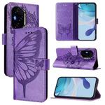 For Honor 300 Pro / 300 Ultra Embossed Butterfly Leather Phone Case(Purple)
