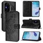 For Honor 300 Pro / 300 Ultra Embossed Butterfly Leather Phone Case(Black)