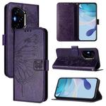 For Honor 300 Pro / 300 Ultra Embossed Butterfly Leather Phone Case(Dark Purple)