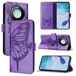 For Honor X9C Smart Global Embossed Butterfly Leather Phone Case(Purple)