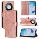 For Honor X9C Smart Global Embossed Butterfly Leather Phone Case(Rose Gold)