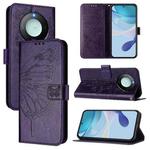 For Honor X9C Smart Global Embossed Butterfly Leather Phone Case(Dark Purple)