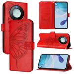 For Honor X9C Smart Global Embossed Butterfly Leather Phone Case(Red)