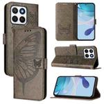 For Honor X8C 4G Global Embossed Butterfly Leather Phone Case(Grey)