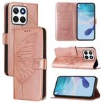 For Honor X8C 4G Global Embossed Butterfly Leather Phone Case(Rose Gold)