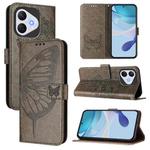 For Honor 400 Lite Embossed Butterfly Leather Phone Case(Grey)