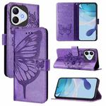For Honor 400 Lite Global Embossed Butterfly Leather Phone Case(Purple)