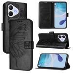 For Honor 400 Lite Global Embossed Butterfly Leather Phone Case(Black)